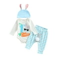 thumbnail image 1 of Inevnen My First Easter Baby Girl Boy Outfits 3PCS Infant Romper Bunny Pants Hat Clothes Set, 1 of 8