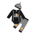 thumbnail image 1 of Inevnen My First Halloween Baby Boy Outfit Clothes Infant Romper Striped Pants Set with Hat 3PCS, 1 of 6