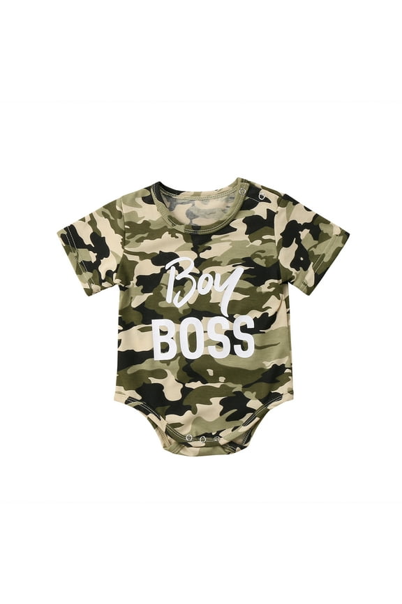Newborn Baby Boy/Girl Boss Short Sleeve Camo Romper Jumpsuit Outfits