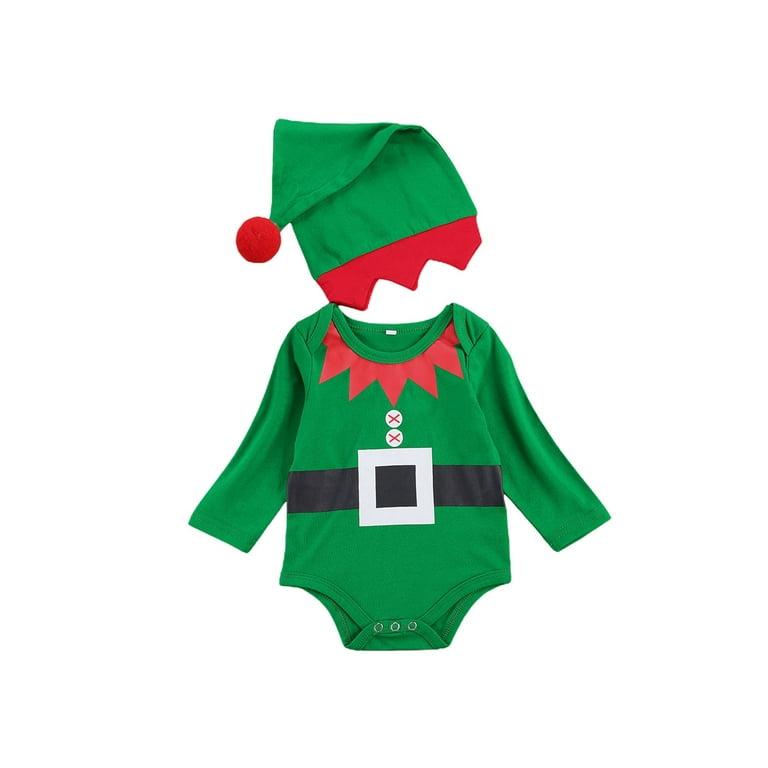 Unisex Christmas Set, Sleepsuit + Beanie, for Babies - green
