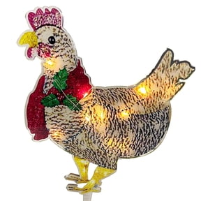 Inevnen Pre-Lit Light Up Chicken Lighted 2D Christmas Rooster with Scarf Indoor Outdoor Yard Decoration