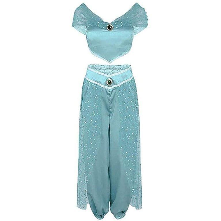 Girls Aladdin Cosplay Costume Womens Halloween Dress For Princess Jasmine  Outfit