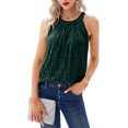thumbnail image 1 of Inevnen Sequin Sparkle Halter Tops for Women Sleeveless Keyhole Knot Vest Shirt Cocktail Party Club Tank, 1 of 5