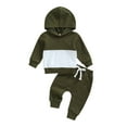 thumbnail image 1 of Inevnen Toddler Baby Boy Clothes Fall Winter Outfits Color Block Hoodie Sweatshirt Tops Jogger Pants Set, 1 of 8