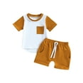 thumbnail image 1 of Inevnen Toddler Baby Boy Clothes Short Sleeve T Shirt Top Boys Shorts with Pocket Summer Outfit 2Pcs Set, 1 of 8