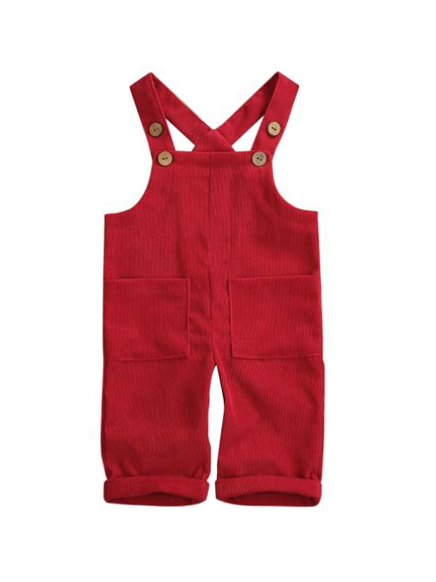 Inevnen Toddler Baby Boy Girls Fall Suspender Overalls Solid Bib