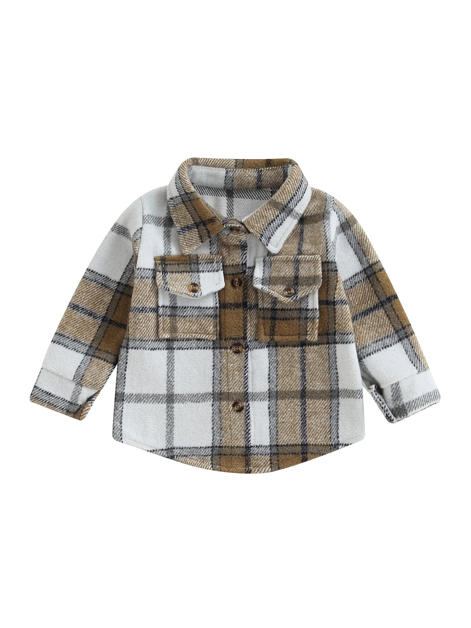 Inevnen Toddler Baby Boys Girls Plaid Flannel Shirt Jacket Button Down ...