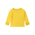 thumbnail image 1 of Inevnen Toddler Baby Girl Basic Plain Ruffle Cuff Long Sleeve T Shirts Tee Tops, 1 of 7