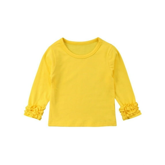 Inevnen Toddler Baby Girl Basic Plain Ruffle Cuff Long Sleeve T Shirts Tee Tops