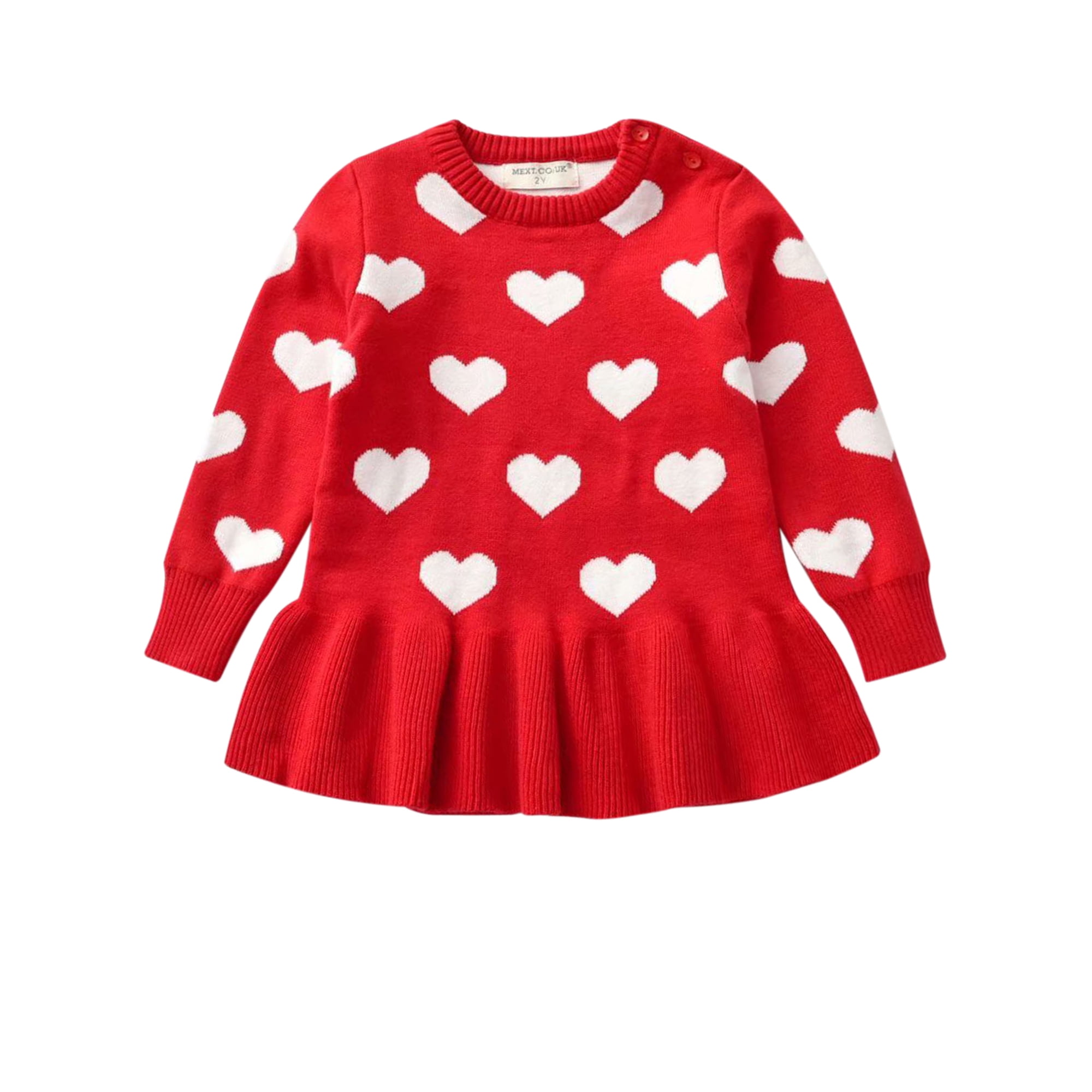 Lindanina Toddler Girls Sweater Dresses Ruffle Long Sleeve Kids Knit Winter Dress 2-6 Years