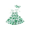 thumbnail image 1 of Inevnen Toddler Baby Girl St. Patrick's Day Dress Strap Sleeveless Lucky Clover Print Layered Dresses Skirt Outfits, 1 of 9