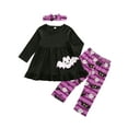 thumbnail image 1 of Inevnen Toddler Baby Girls Halloween Outfits Ruffle Bat T-Shirt Tops Leggings Pants Headband Set, 1 of 8