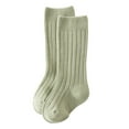 thumbnail image 1 of Inevnen Toddler Baby Medium Tube Socks Solid Color Ribbed Knit Knee High Seamless Uniform Stockings, 1 of 9