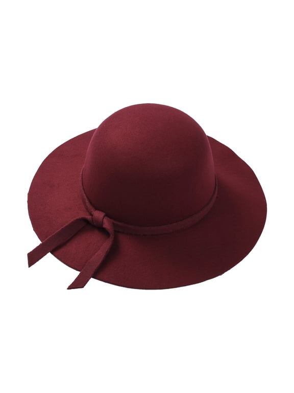 Vintage Baby Girls Floppy Wide Brim Wool Felt Fedora Cloche Hat Cap 2-8Y
