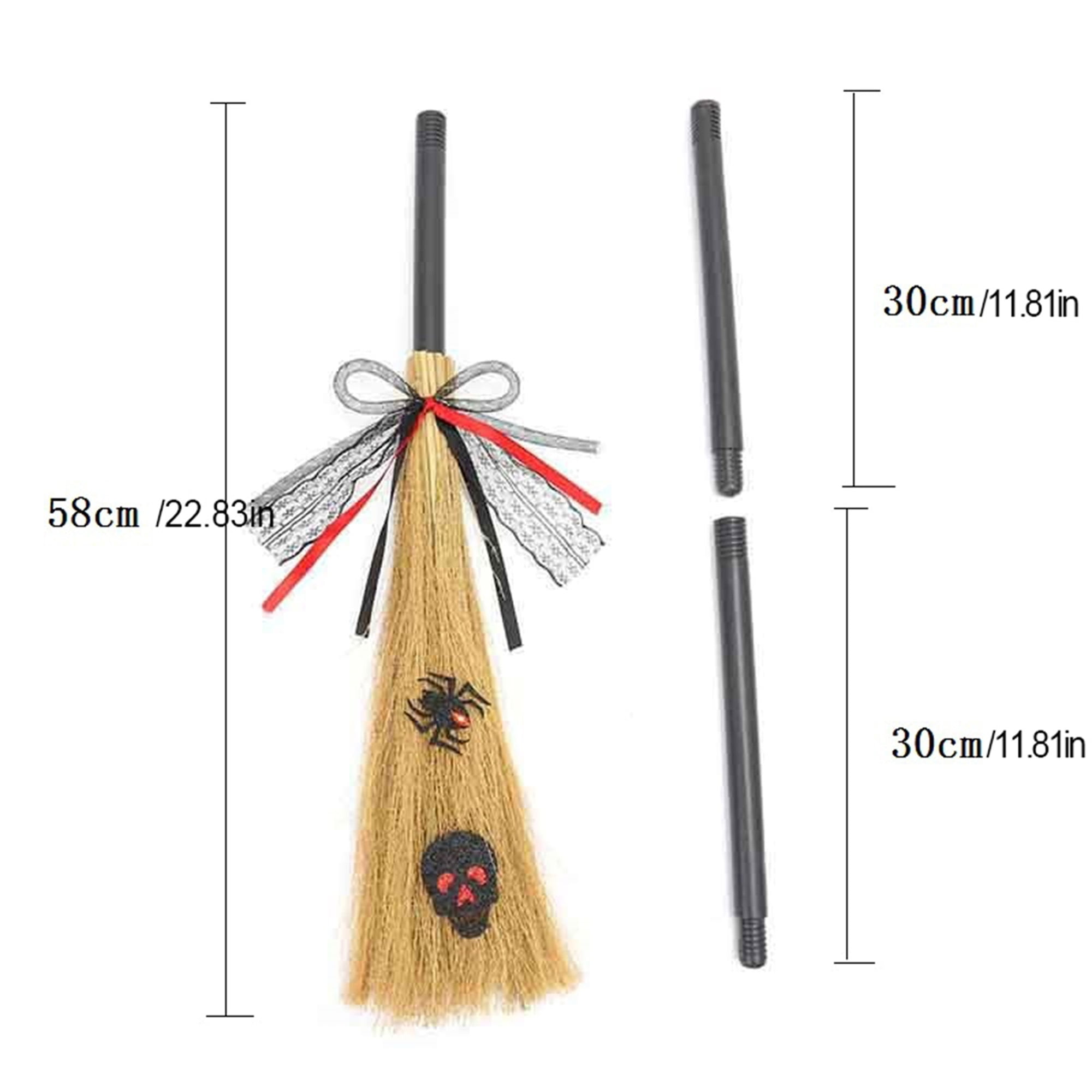 Halloween Witch Broom Set - 2 Plastic Witch Cosplay Brooms With Mesh Design For Witch & Wizard Costumes