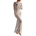 thumbnail image 1 of Inevnen Women Crochet Knitted Long Sleeve Dress Hollow Backless Cover Up Long Dress Sheer Beach Party Cover Up Dress, 1 of 7