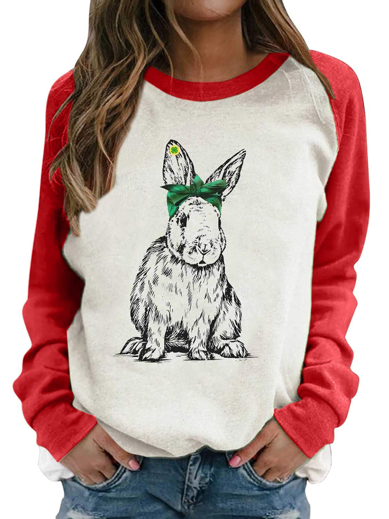 Inevnen Women Happy Easter T Shirt Bunny Rabbit Graphic T-Shirt Funny ...