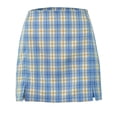 thumbnail image 1 of Inevnen Women Plaid Skirt High Waist Split Mini Bodycon Skirt A-line Mini Skirts, 1 of 6