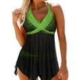 thumbnail image 1 of Inevnen Women Retro Polka Dot Print Two Piece Tankini Swimsuits Halter Tankini Top with Bikini Bottom, 1 of 3