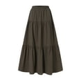 thumbnail image 1 of Inevnen Women's Bobo Skirt Solid Color Cotton Linen Retro Vintage A-line Long Flowy Pleated Skirts, 1 of 6