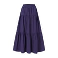 thumbnail image 1 of Inevnen Women's Bobo Skirt Solid Color Cotton Linen Retro Vintage A-line Long Flowy Pleated Skirts, 1 of 6