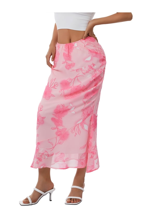 Women 's Fairy Grunge Midi Skirts High Waist Art Print A-Line Long Skirt 90s E-Girls Streetwear