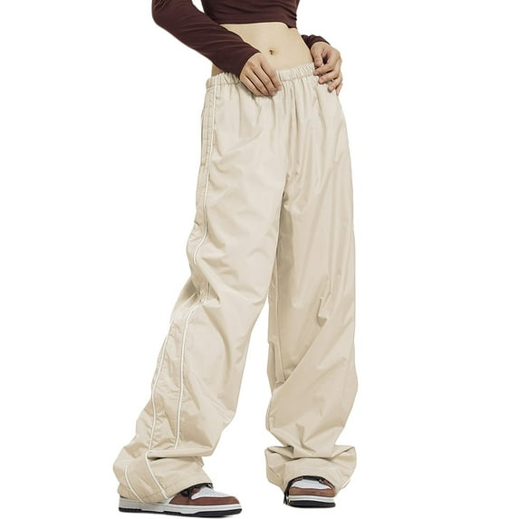Inevnen Women's Parachute Pants Elastic Waist Baggy Cargo Y2K Track Pants Cinch Bottom Sweatpants Jogger Streetwear