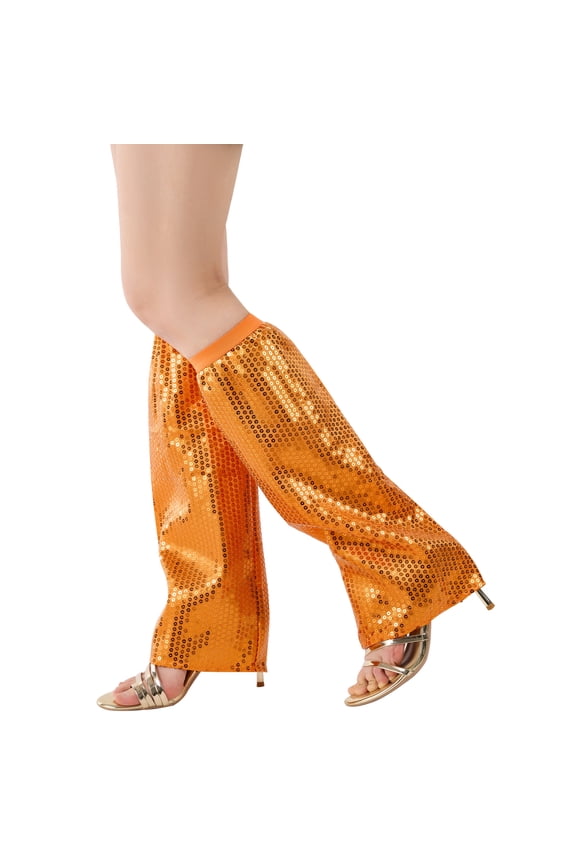 Women's Sequin Leg Sleeves Sparkly Long Knee High Leg Warmers Party Dance Costume Accessories for Girls