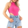thumbnail image 1 of Inevnen Women's Sleeveless Halter Neck Thong Bodysuit Hollow High Out Basic Tank Top Leotard, 1 of 9