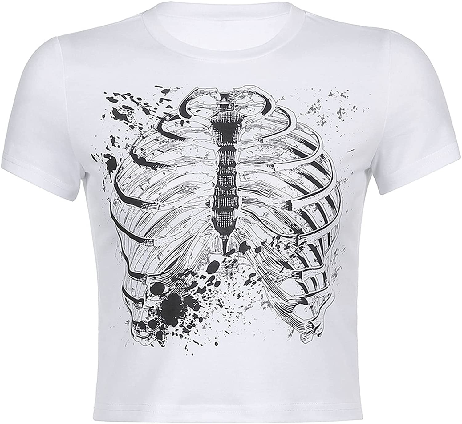 ERL23ss SKULL PRINT CROPPED T−SHIRT ERL Skull T-Shirt White – ESSXNYC