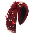 thumbnail image 1 of Inevnen Women’s Valentine’s Day Headbands Pearl Crystal Knotted Headpieces Beaded Hair Hoops, 1 of 2