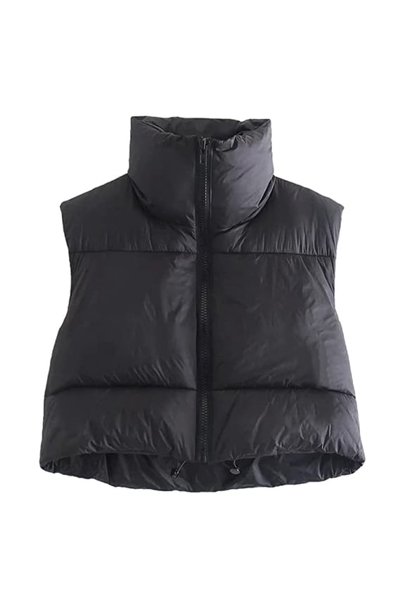 Women's Winter Crop Vest Lightweight Sleeveless Warm Outerwear Puffer Vest Padded Gilet