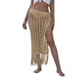thumbnail image 1 of Inevnen Womens Crochet Sarong Beach Swimsuit Bikini Cover up Wrap Fish Net Long Skirt with Tassle, 1 of 2