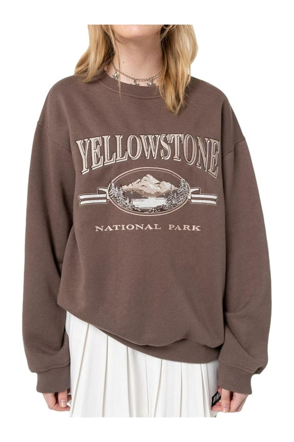 Yellowstone National Park Sweatshirt for Women Graphic Aesthetic Oversized Pullover Tops