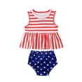 thumbnail image 1 of Inevnen oddler Girls 4th of July Pool Bikini American Flag Star Bathing Suits, 2-pcs, Red, 1 of 1