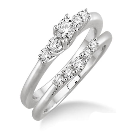 Inexpensive 0.50 Carat Bridal Set with Round Cut Diamond in 10k White Gold