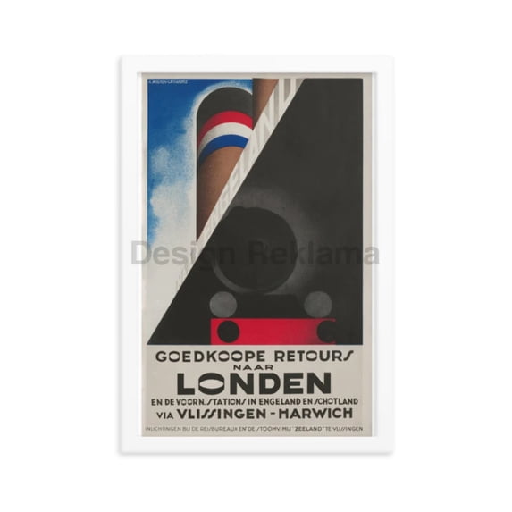 Inexpensive Return Trips To London Via Vlissingen  Harwich, 1932. Designed by A.M. Cassandre. Framed Vintage Travel Poster