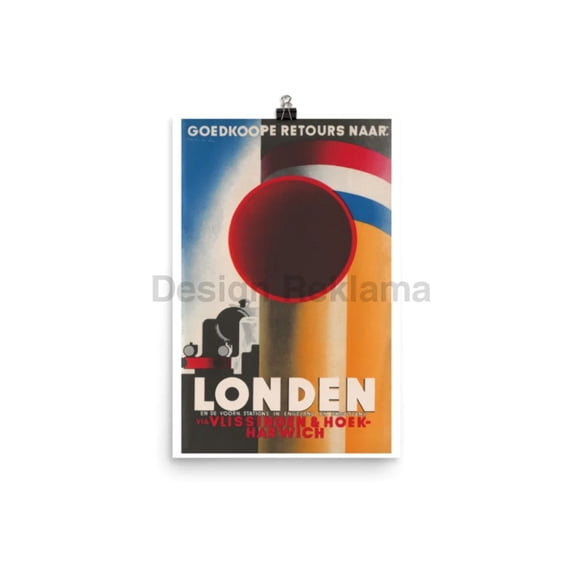 Inexpensive Return Trips To London Via Vlissingen Harwich, 1938. Unframed Vintage Travel Poster