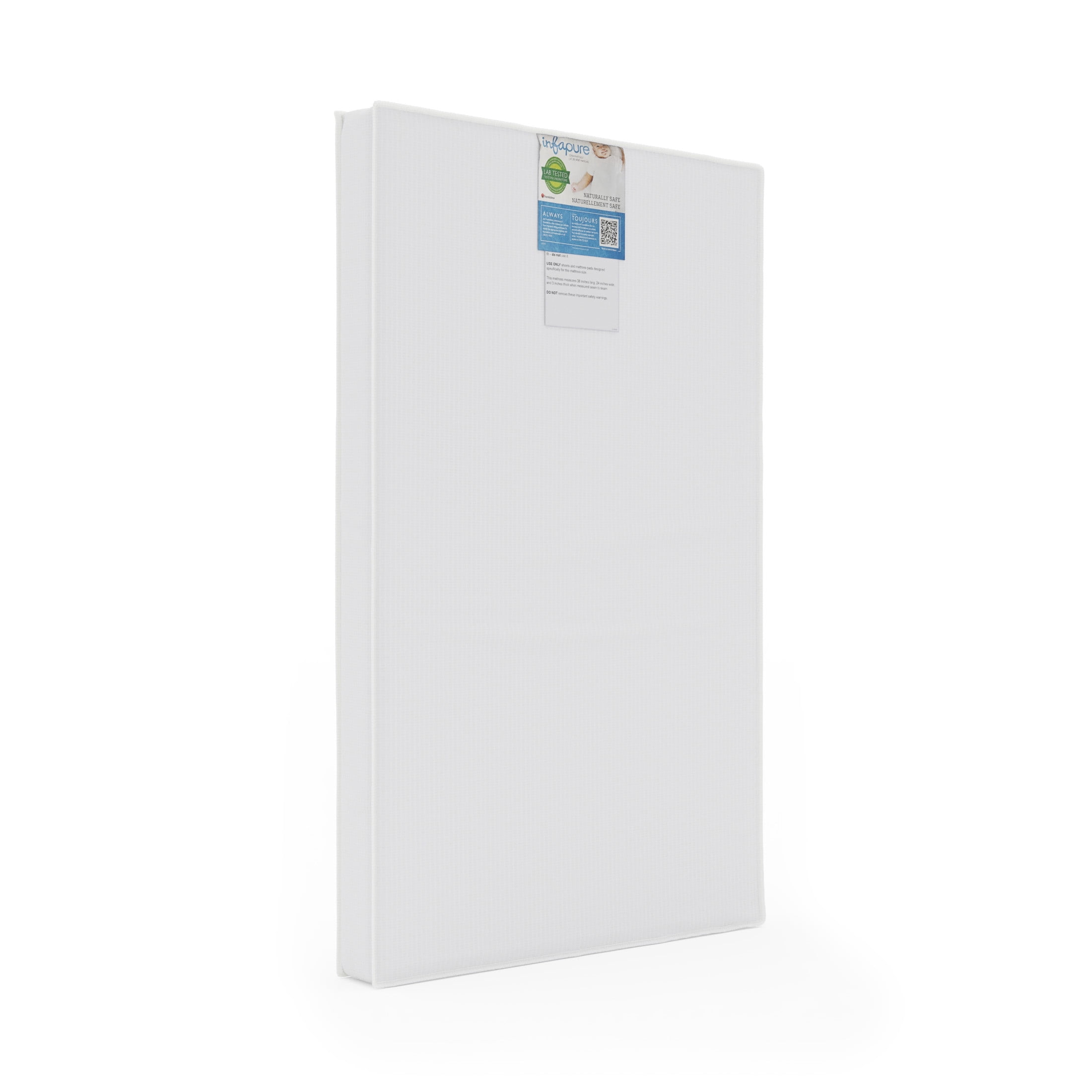 Foundations InfaPure 3" Compact Crib Mattress, Foam, Hypoallergenic, Easy to Clean, White