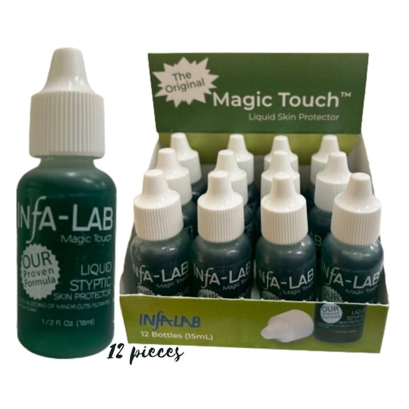 Infalab Magic Touch Liquid Styptic Skin Protector - 1/2 oz for Swift Wound Relief (12 pieces)