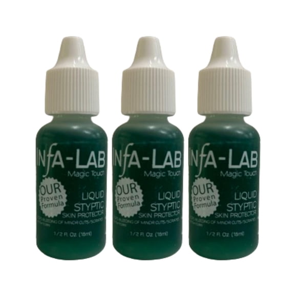 Infalab Magic Touch Liquid Styptic Skin Protector - 1/2 oz for Swift Wound Relief (3 pieces)