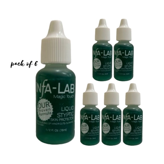 Infalab Magic Touch Liquid Styptic Skin Protector - 1/2 oz for Swift Wound Relief (6 pieces)