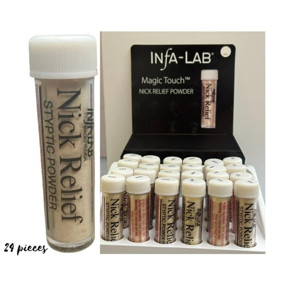 Infalab Magic Touch Nick Relief Styptic Powder 2.5g of Quick-Acting Comfort for Minor Nicks and Cuts (24 Vials)