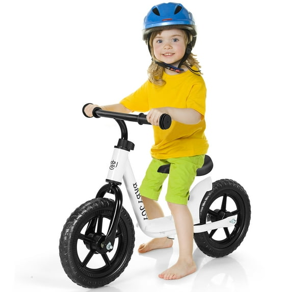 Infans 11" Kids Balance Bike w/ Footrest No Pedal Toddler Training Bike White