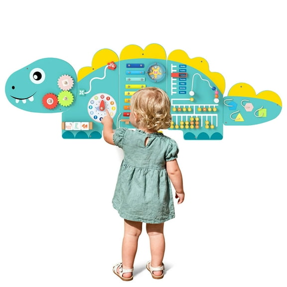 Infans 11-in-1 Dinosaur Activity Wall Busy Board Panels for Education Early Development