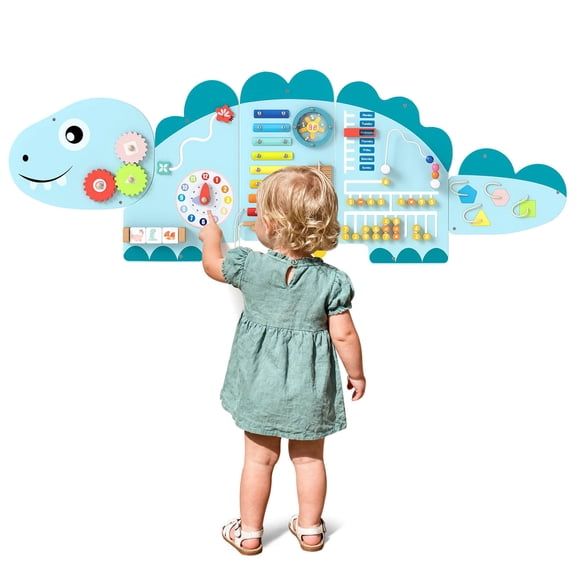 Infans 11-in-1 Dinosaur Activity Wall Busy Board Panels for Education Early Development
