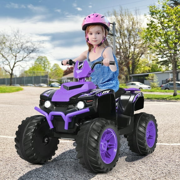 Infans 12V Kids 4-Wheeler ATV Quad Ride On Car w/ LED Light & Music Purple