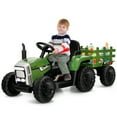 thumbnail image 1 of Infans 12V Kids Ride On Tractor with Trailer Ground Loader w/ RC & Lights Dark Green, 1 of 7