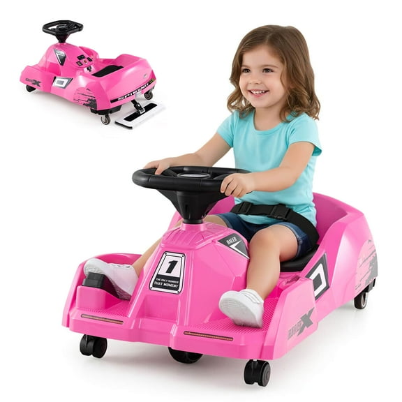 Infans 12V Ride on Toy Car Electric Go Kart with Cleaning Fun & Remote Control Pink