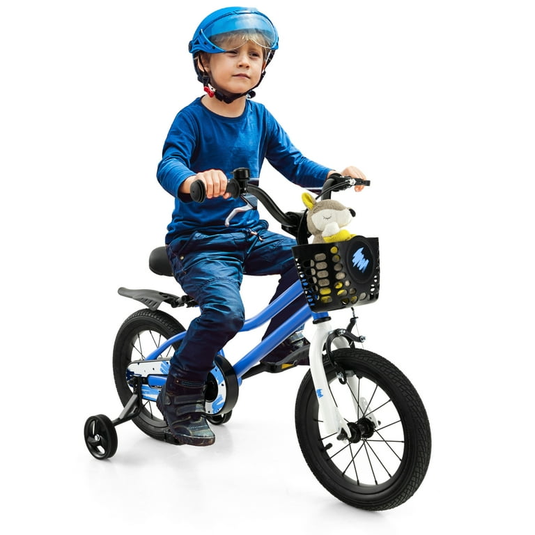 INFANS 14 Unisex Removable Training Wheels and Basket Bike Blue